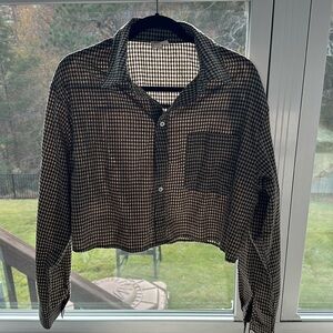 Cropped button down checkered top